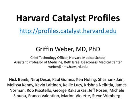 The HLS J. . Harvard catalyst profiles